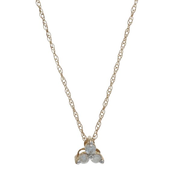 Yellow Gold Diamond Three-Stone Cluster Pendant Necklace 18
